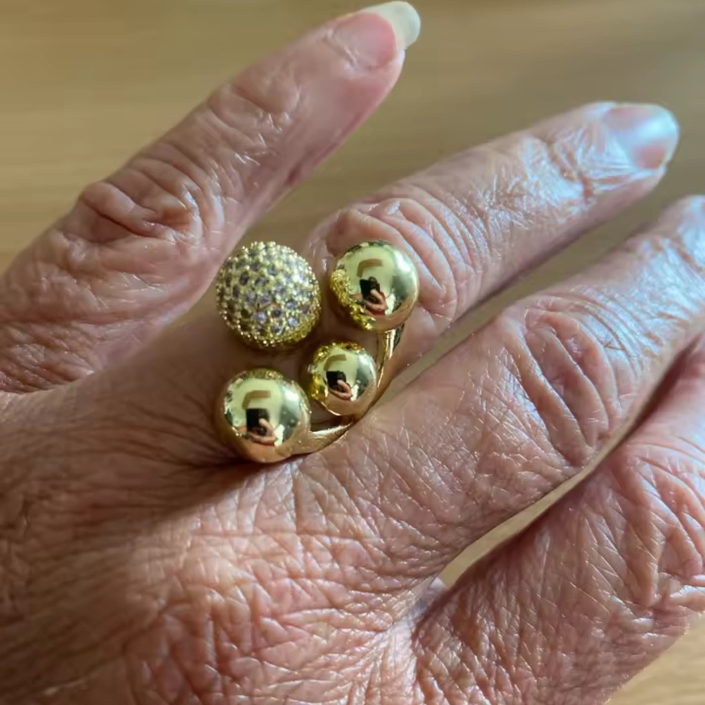 Ball Gold Multi-Sphere Pav Ring - image 1